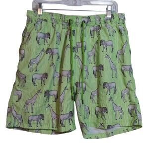 MR. SWIM Green Herringbone Animal Swim Trunks Size XL